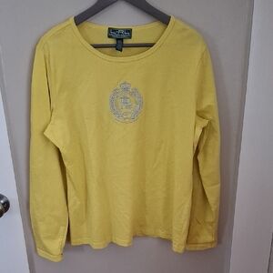 Lauren Ralph Lauren Actuve Yellow Long Sleeve Shirt with Embroidered Logo_1